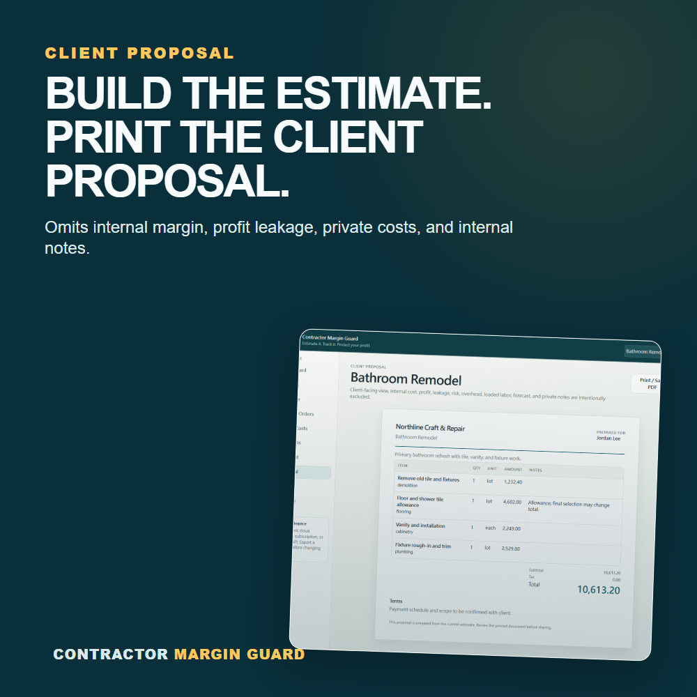 Client proposal view that keeps internal profit private
