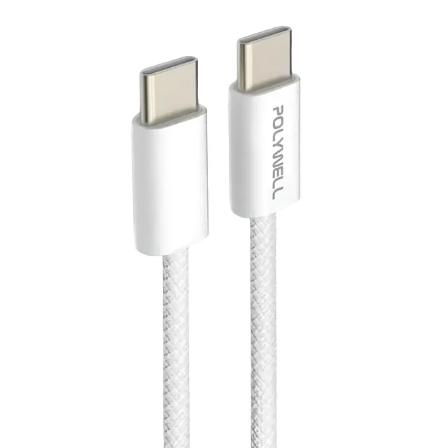 POLYWELL 寶利威爾 PD編織快充線 Type-C-Type-C PW15-W45-M804, 2m, 灰白色, 1條 product image